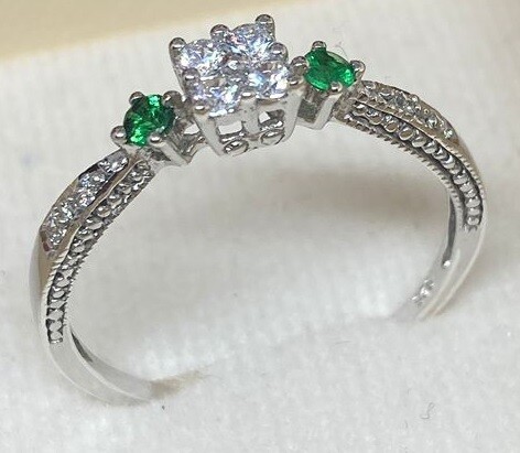 Twinkling Square with Side Gems Ring