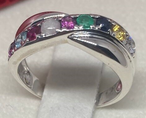 Navratna 9 Stone Crossover Ring