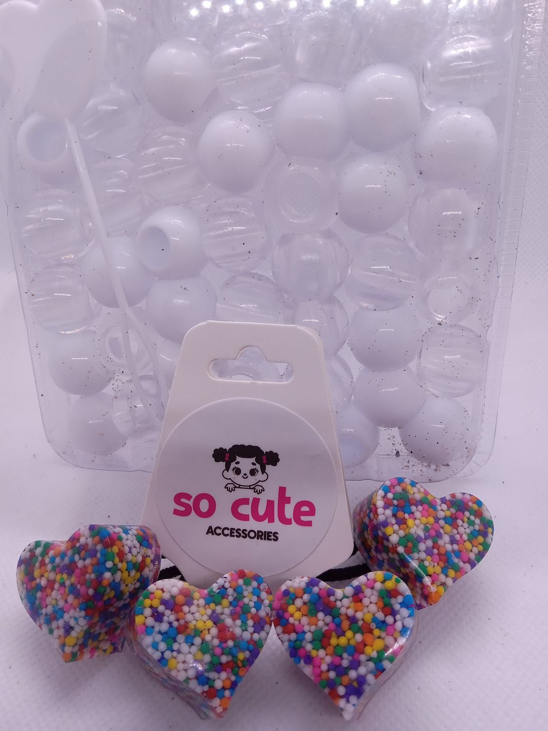 Rainbow Round Sprinkle Hearts with Beads