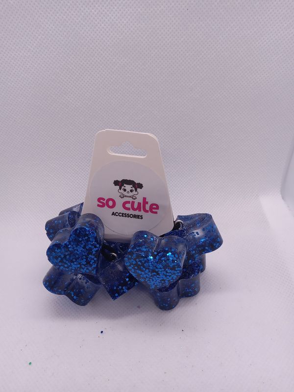  Blue Chunky Glitter Hearts  6 