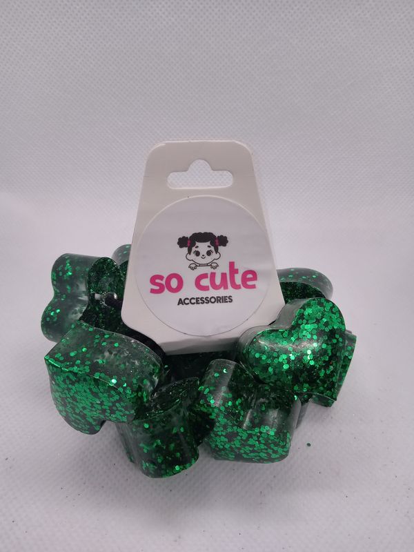  Green Chunky Glitter Hearts 6 