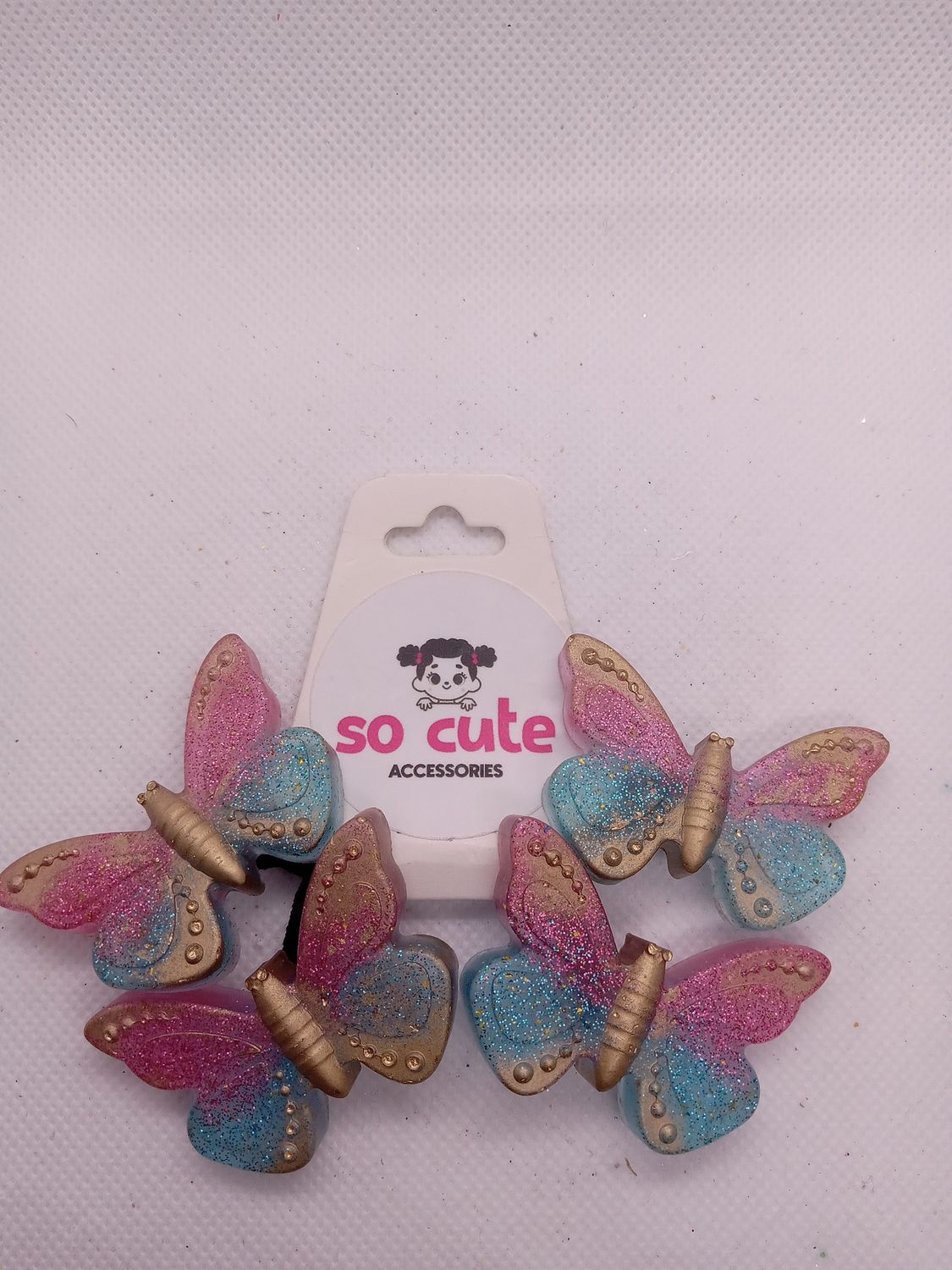Pink &amp; Blue Glitter Large Butterflies 