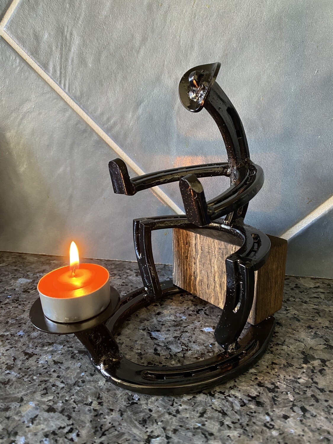 Horseshoe Cowboy Candle Holder