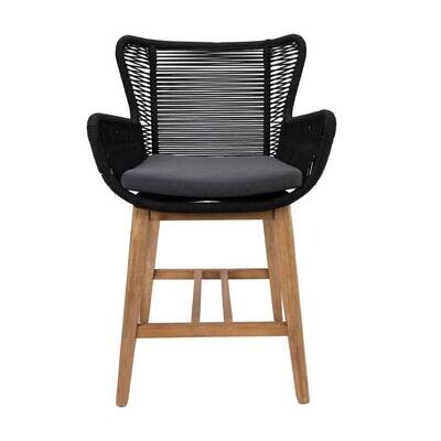 TANGIER OUTDOOR BAR CHAIR (BLACK ROPE) 62X66X94CM