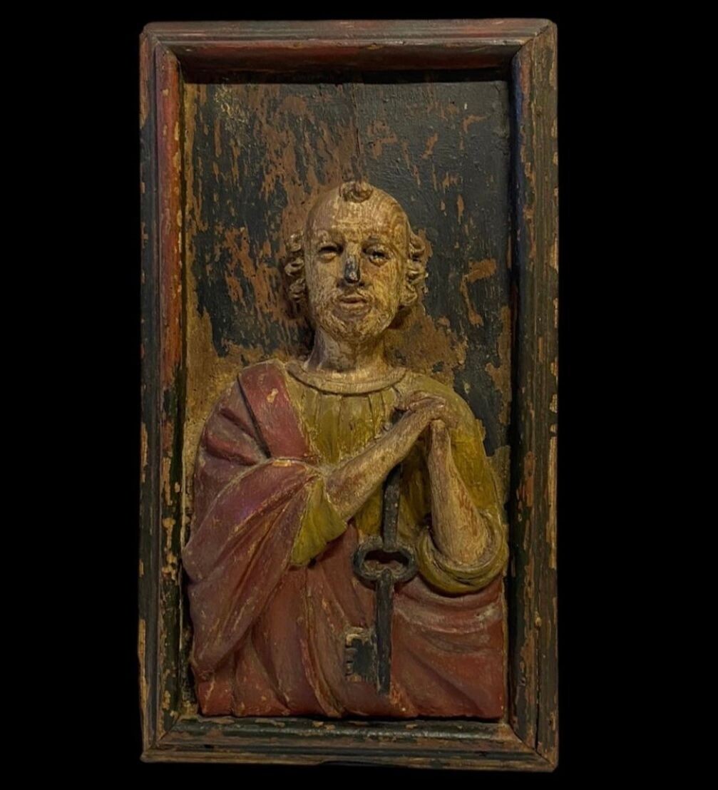 Polychrome wooden sculpture of St. Peter.