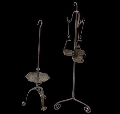 Pair of wrought iron lamp holders, Italy 17th century