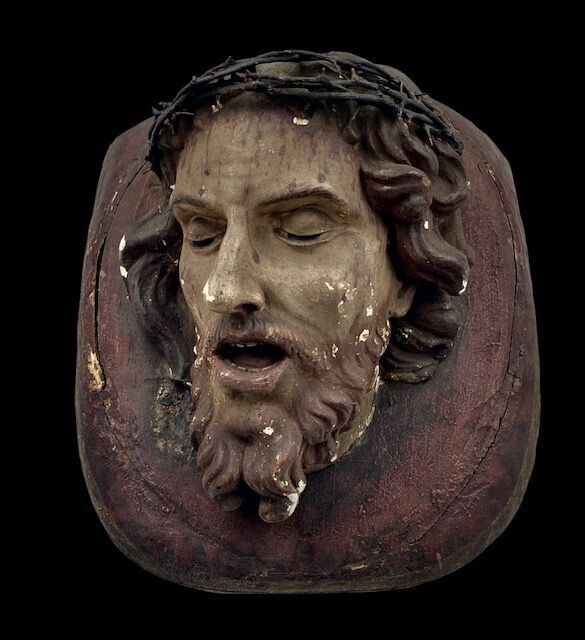 Scultura gesso testa Cristo XIX secolo