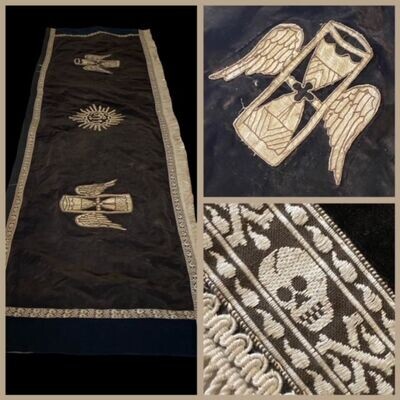 Wonderful and rare Memento Mori funeral cloth, Italy, late 19th century