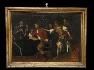 Painting on canvas with Memento Mori theme, 17th century Italy