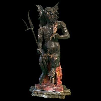 Devil automaton sculpture in polychrome wood, late 18th century