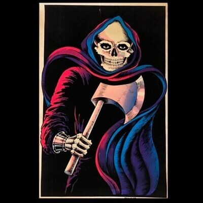 Very rare vintage 1978 phosphorescent skeleton poster