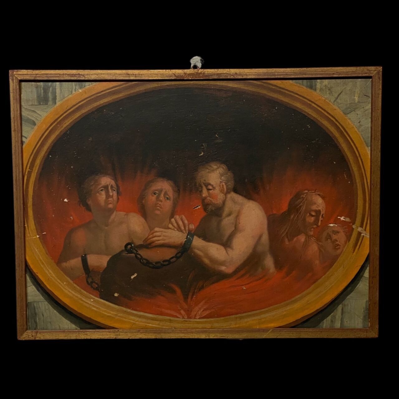 Painting on wood panel Damned Souls, Italy, late 18th century
​