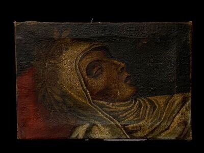 Oil painting on canvas Dead Dominican nun saint, Italy 16th-17th century