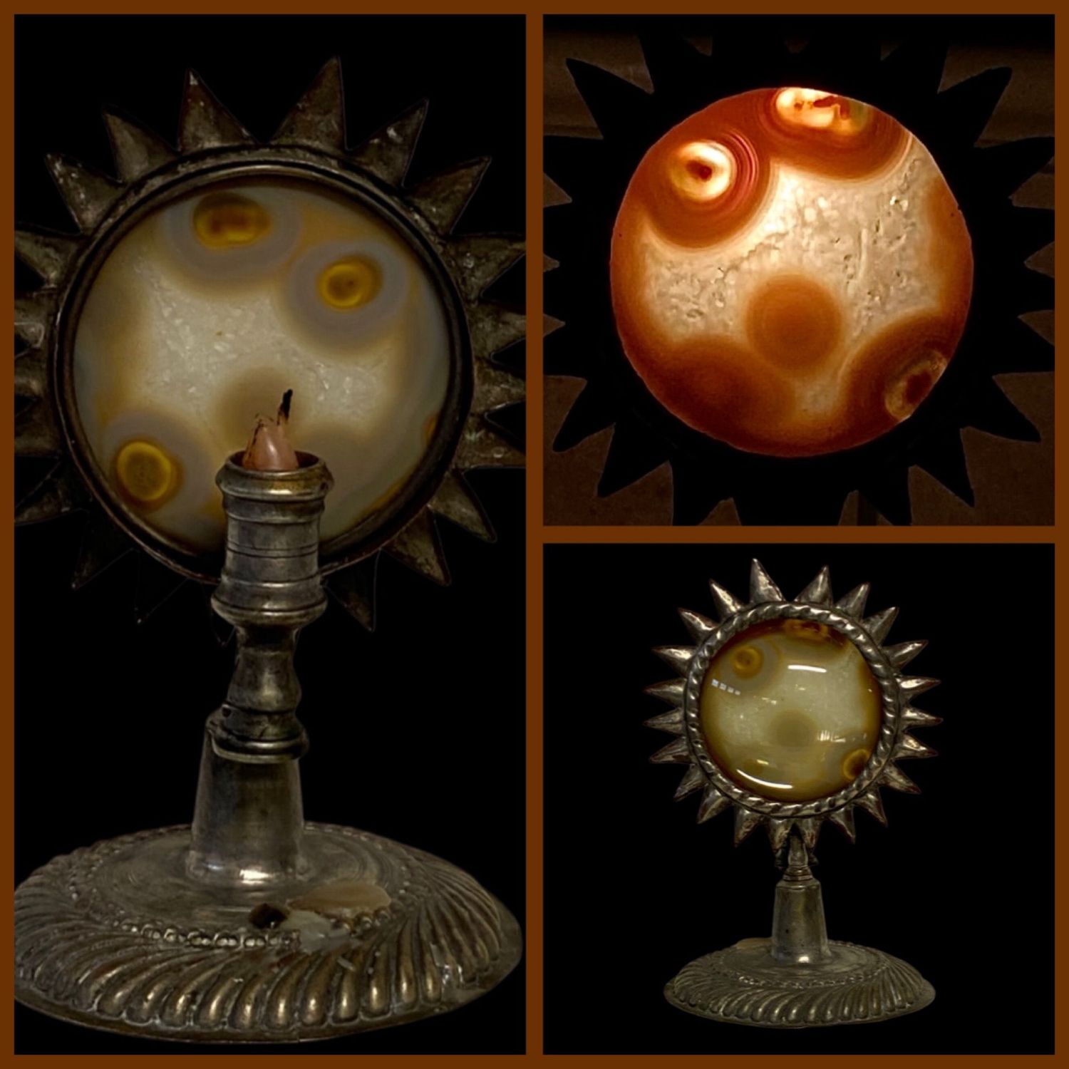 Wonderful candlestick with agate stone, Italy late 18th century