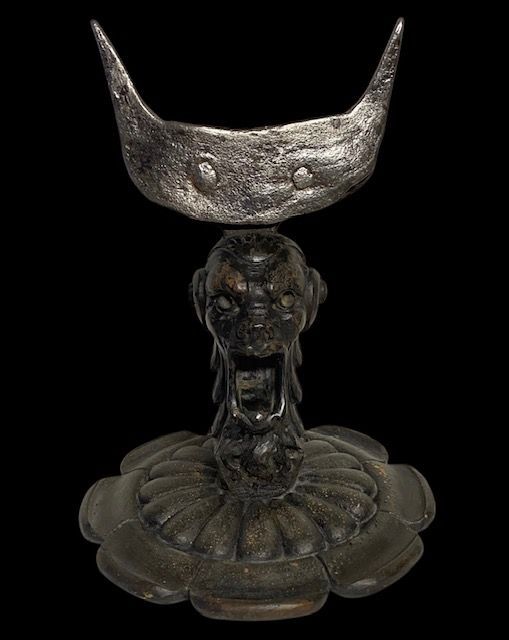 C-Esoteric Demon Sculpture Wood and Iron, Italy 17th/18th Century