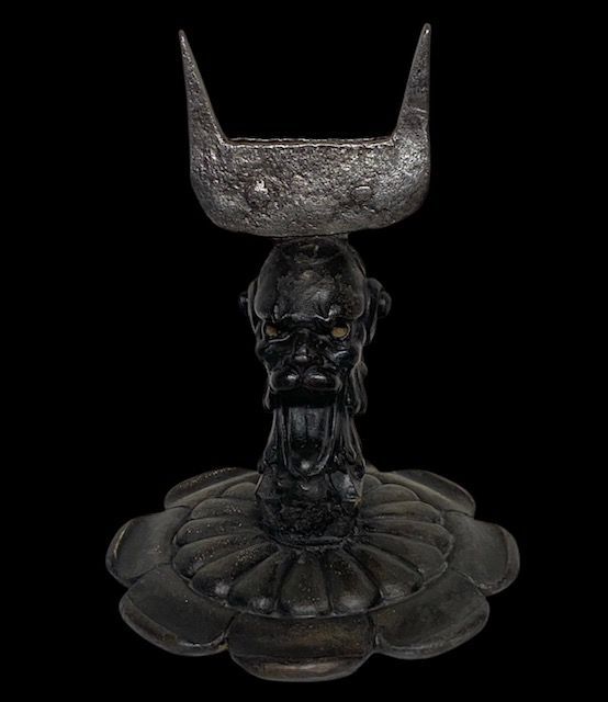 B-Esoteric Demon Sculpture Wood and Iron, Italy 17th/18th Century