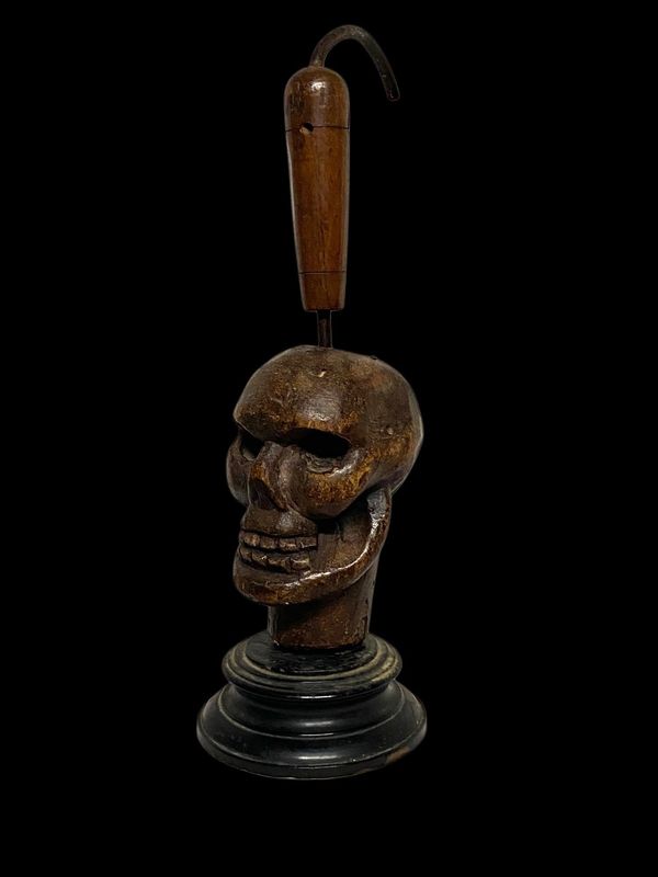 Sicilian wooden puppet skull, Italy Sicily late 19th century