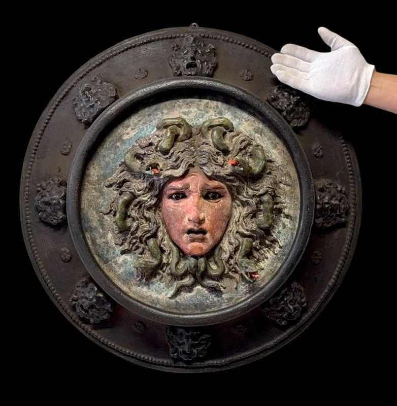 Sculptural masterpiece of Medusa in plaster, wood and other materials, Italy 19th century