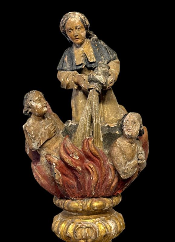 Wooden sculpture of a procession of saints and souls in purgatory, Germany, 17th-18th century