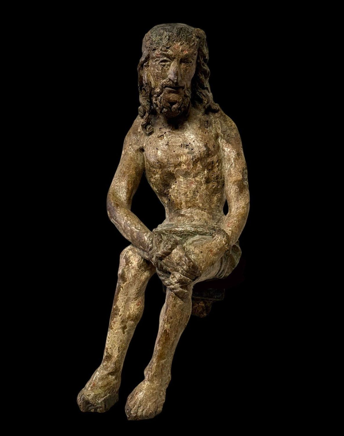Polychrome wooden Christ seated before the crucifixion, Flemish 15th century