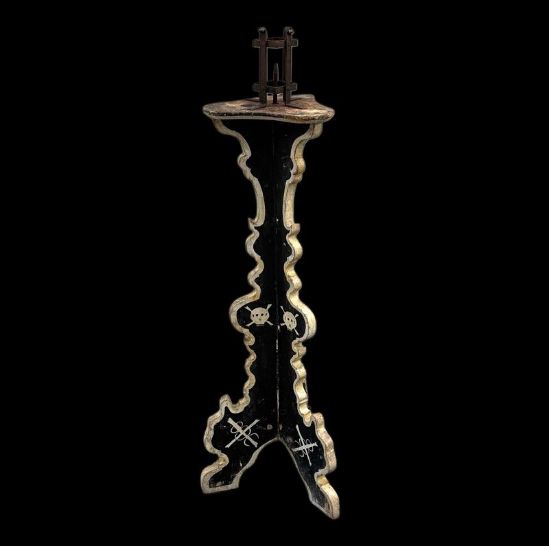 3- Rare funeral candlestick in wood and iron, Italy 18th century