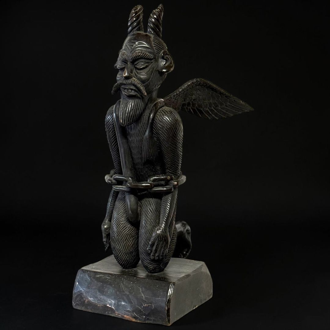 Diavolo incatenato – scultura in bronzo, Italia, inizi XX secolo