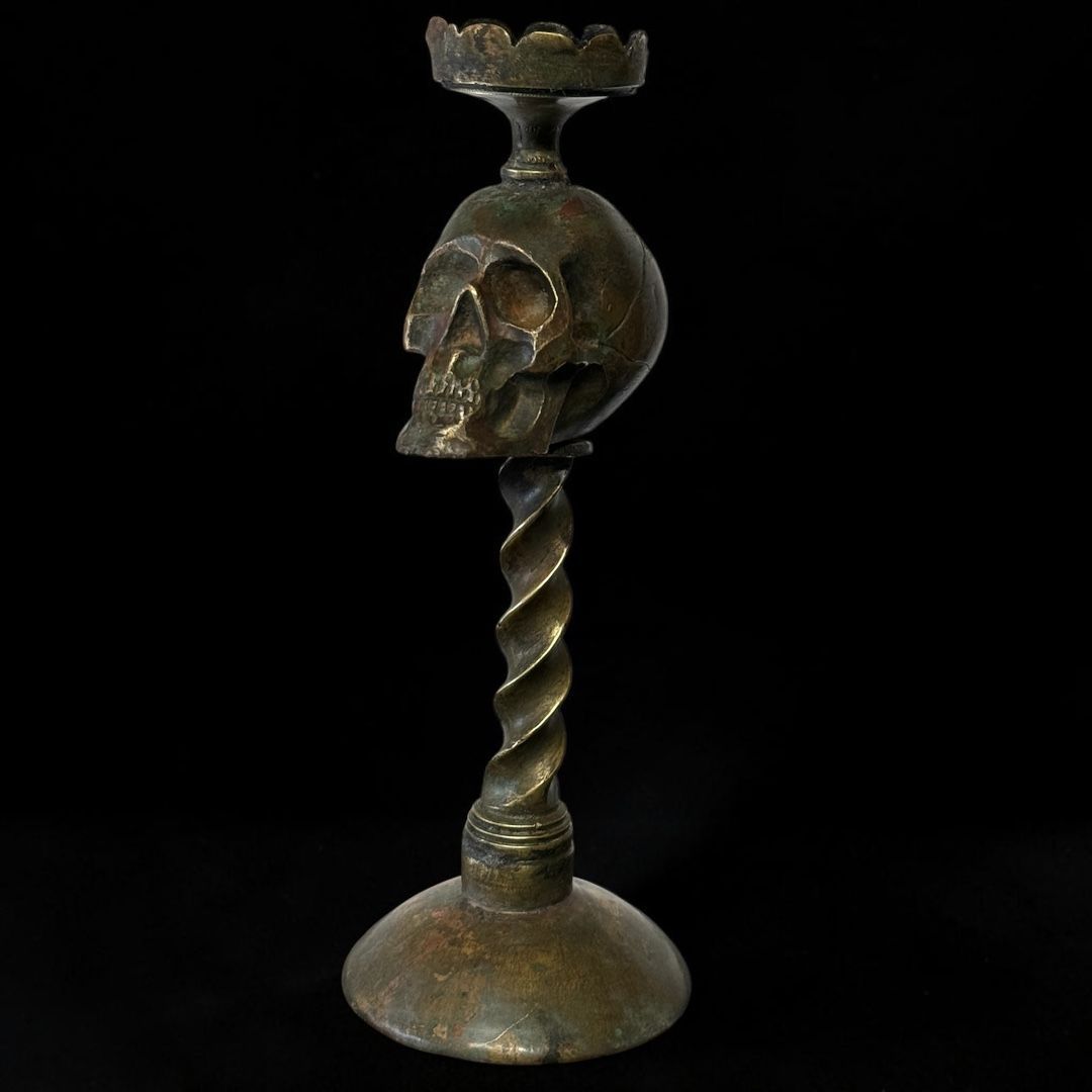 Candlestick with a Skull and Twisted Stem – 19th Century Candlestick with a Skull and Twisted Stem – 19th Century