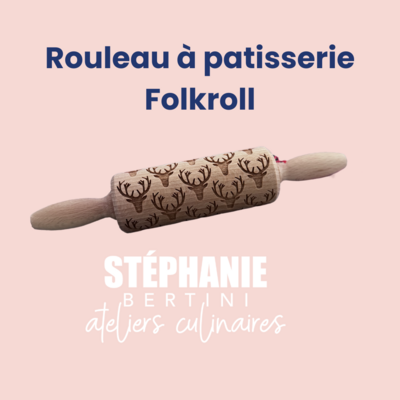 FOLKROLL - Rouleau à empreintes en bois - 23 CM - Thème Noël - Deer (Rennes)