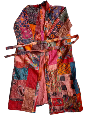 Langer Mantel im Patchwork-Design, für kühle Tage