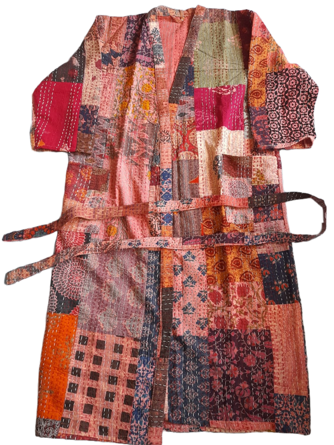 Langer Mantel im Patchwork-Design, für kühle Tage