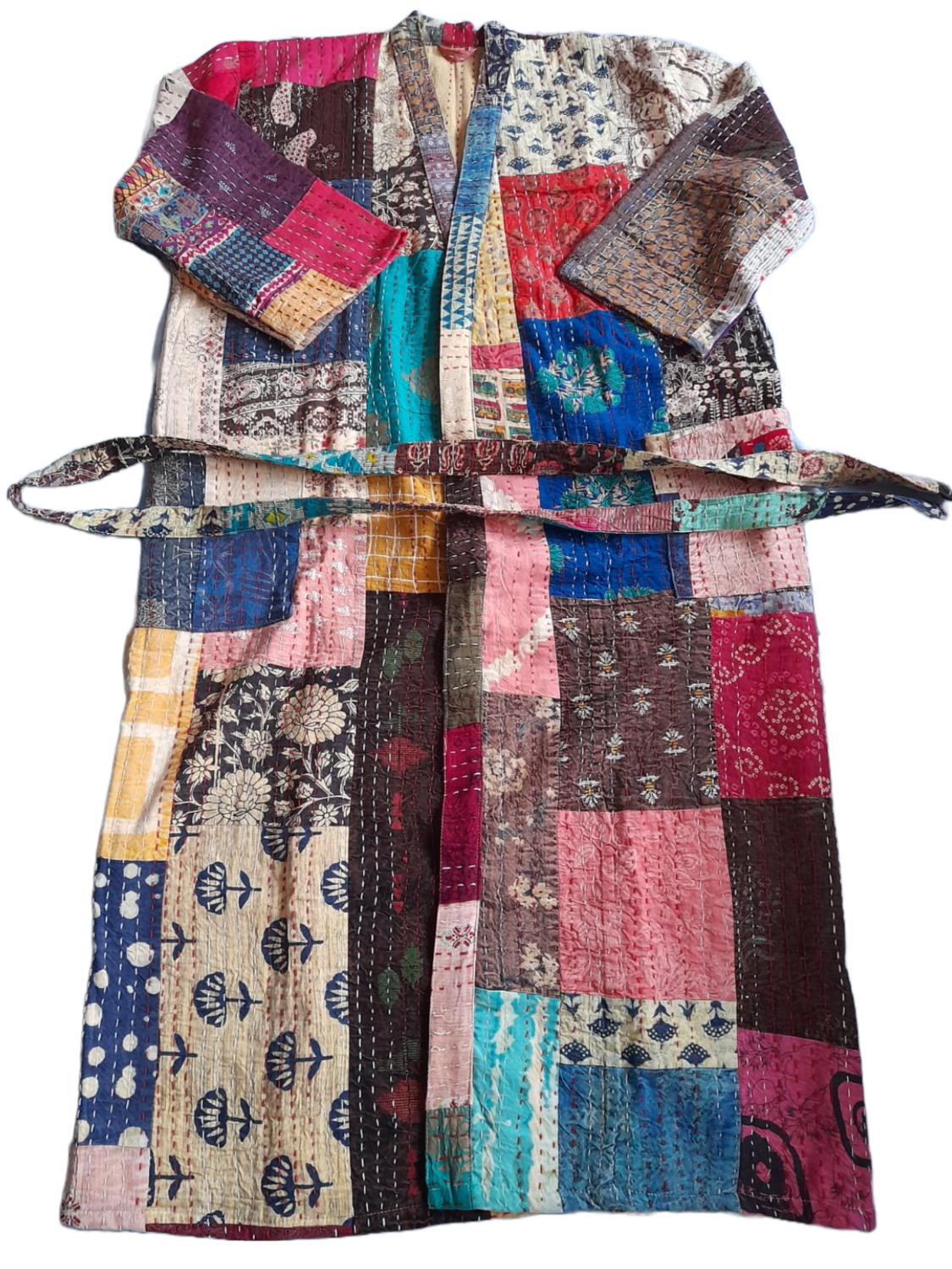 Langer Mantel im Patchwork-Design, für kühle Tage