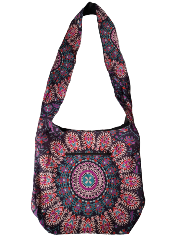 Große Hippie-Handtasche: Bohemian Style (lila) (35x25x12cm)