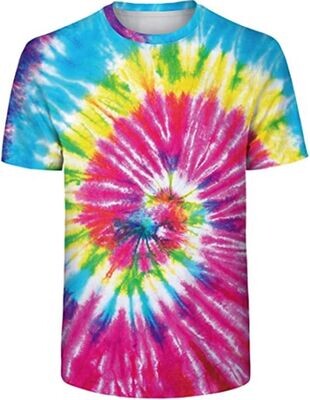 Psychedelisches, Buntes T-Shirt "Pink Surfer" in Trippy Batik Style