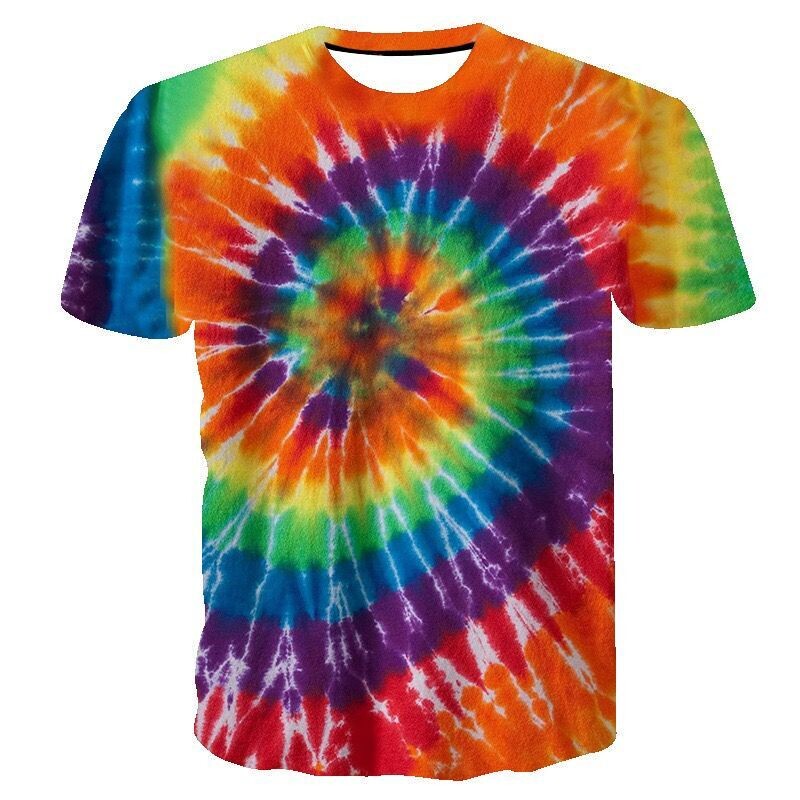 Psychedelisches, Buntes T-Shirt "Regenbogen" in Trippy Batik Style