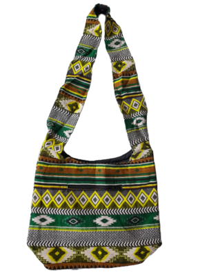 Große Hippie-Handtasche: gelbes Rautenmuster (35x25x12cm)