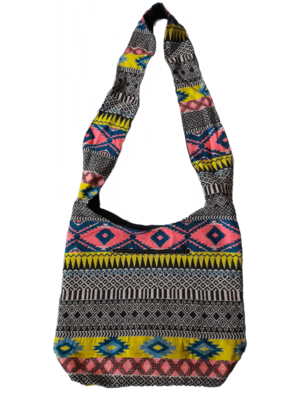 Große Hippie-Handtasche: mit rosa Rauten  (35x25x12cm)