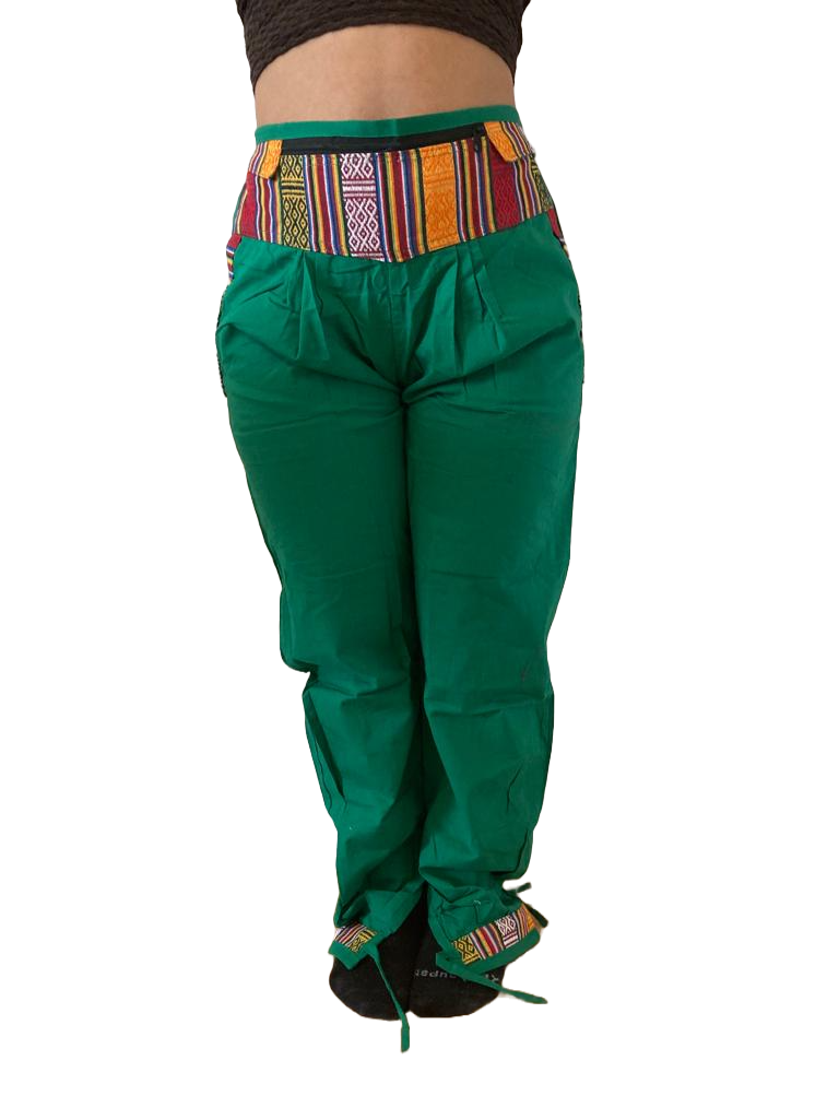 Bequeme Tibet Style Hose aus 100% Baumwolle in Grün