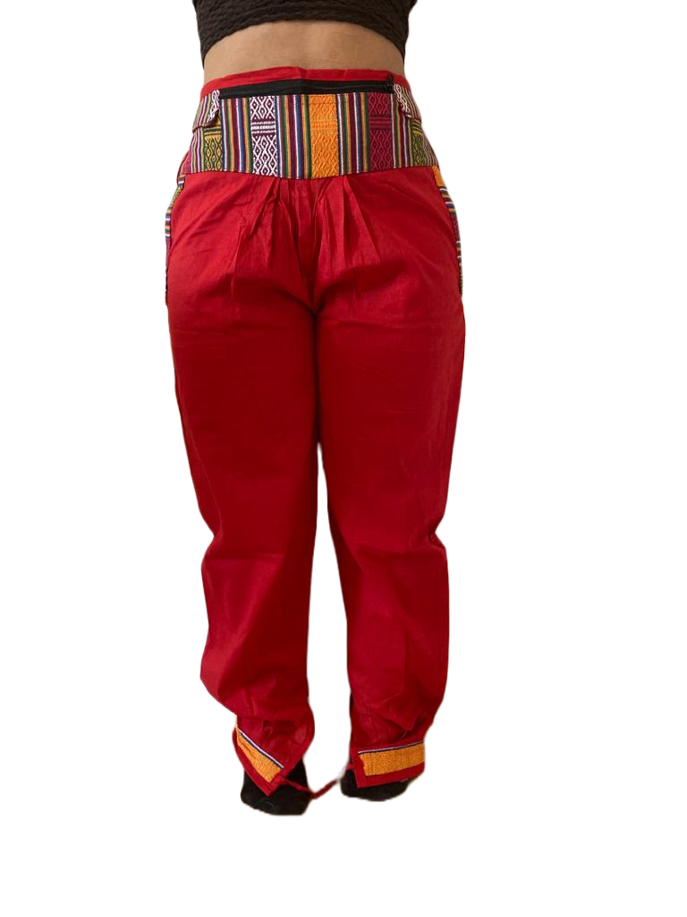 Bequeme Tibet Style Hose aus 100% Baumwolle in Rot