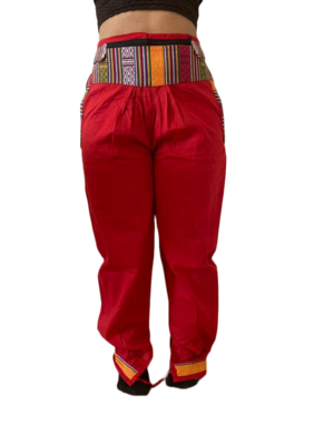 Bequeme Tibet Style Hose aus 100% Baumwolle in Rot