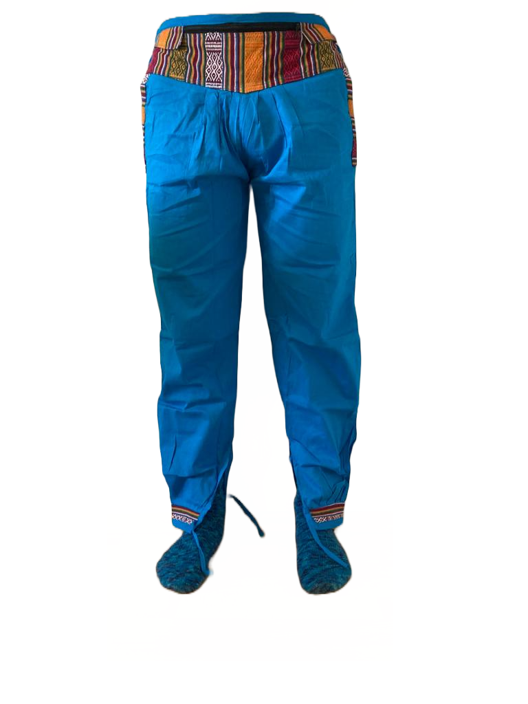 Bequeme Tibet Style Hose aus 100% Baumwolle in Blau