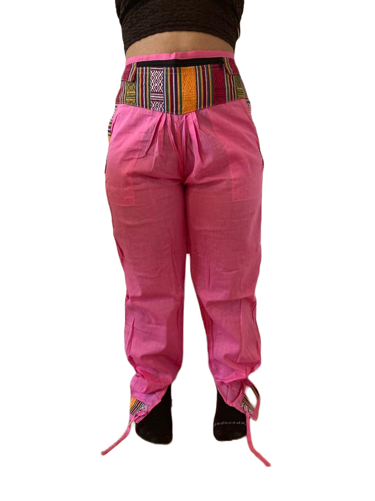 Bequeme Tibet Style Hose aus 100% Baumwolle in Hellrosa