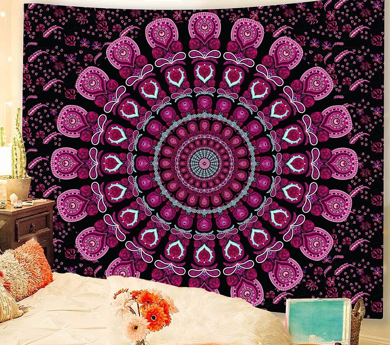 Mandala Wandtuch/Wandteppich: Lila Mandala