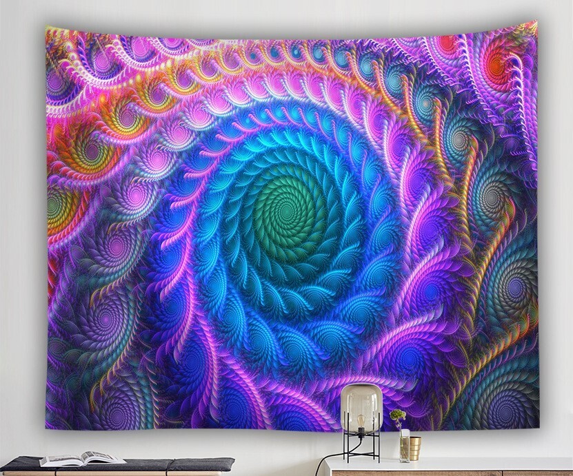 Mandala Wandtuch/Wandteppich: Farb Spirale Mandala