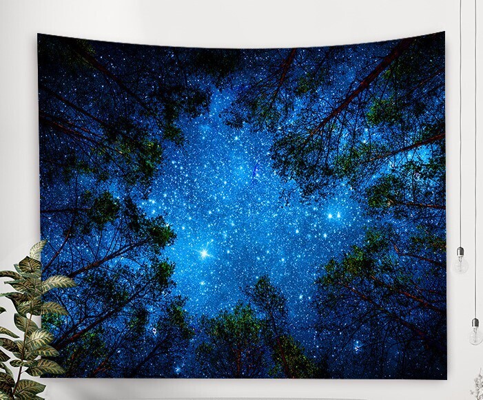 Natur Wandtuch/Wandteppich: Night Forest From Below