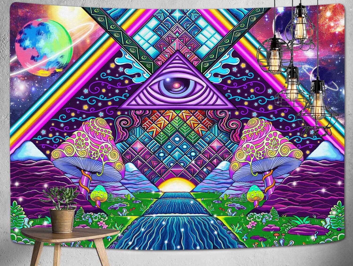 Trippy Wandtuch/Wandteppich: LSD Welt