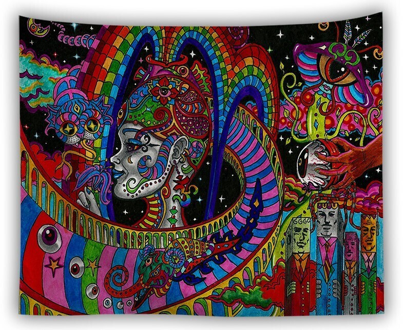 Trippy Wandtuch/Wandteppich: Psychedelische Gottheit