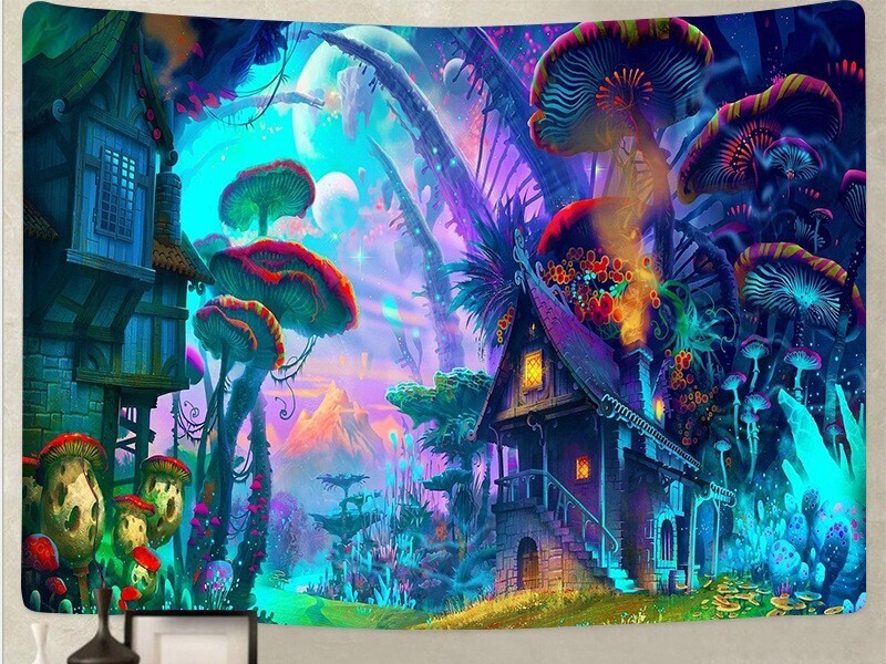 Mushroom Wandtuch/Wandteppich: Pilzdorf