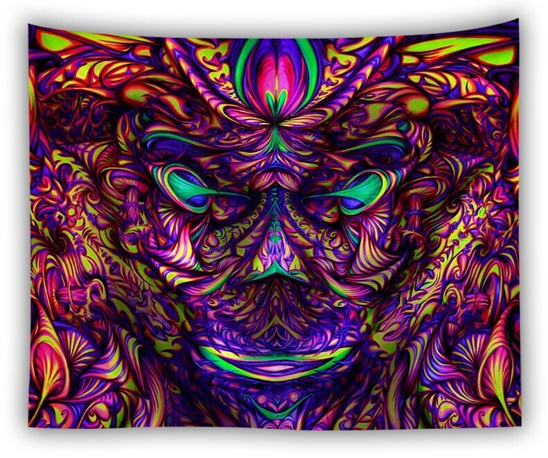 Trippy Wandtuch/Wandteppich: Fraktales Gesicht