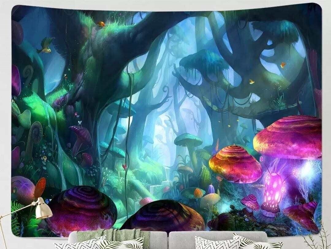 Mushroom Wandtuch/Wandteppich: Magischer Pilzwald