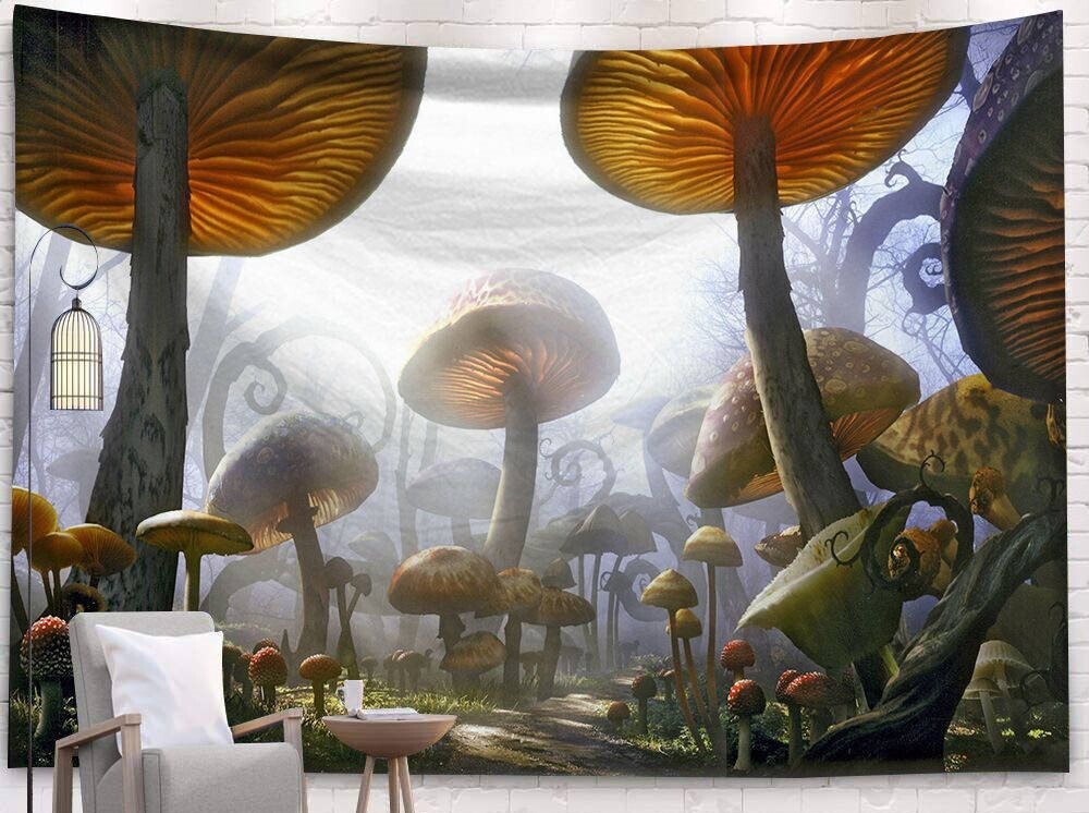 Mushroom Wandtuch/Wandteppich: Riesen Pilz Welt